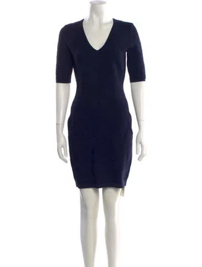 Pre-owned Reiss V-neck Mini Dress In Blue