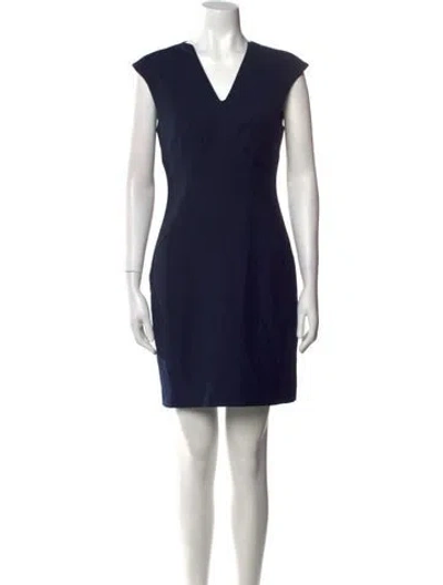 Pre-owned Reiss V-neck Mini Dress In Blue