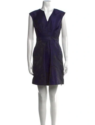 Pre-owned Reiss V-neck Mini Dress In Blue