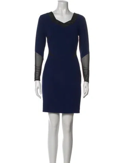 Pre-owned Reiss V-neck Mini Dress In Blue