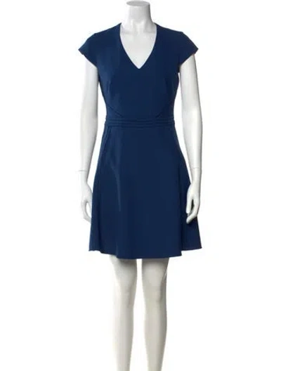 Pre-owned Reiss V-neck Mini Dress In Blue