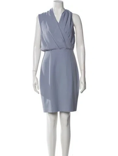Pre-owned Reiss V-neck Mini Dress In Blue