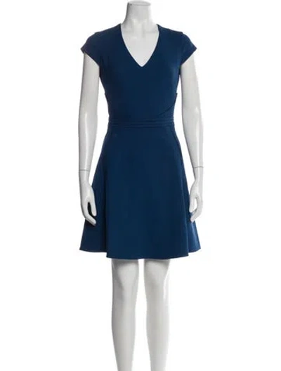Pre-owned Reiss V-neck Mini Dress In Blue