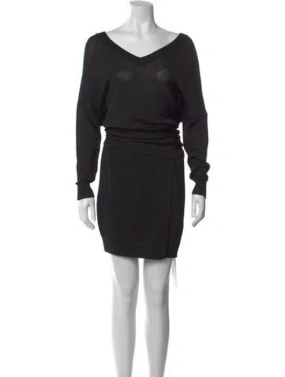 Pre-owned Reiss V-neck Mini Dress In Blue
