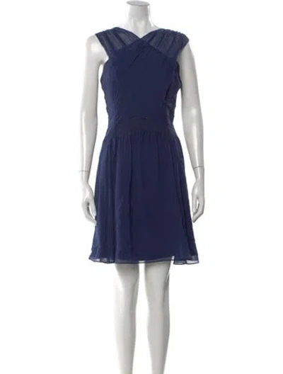 Pre-owned Reiss V-neck Mini Dress In Blue