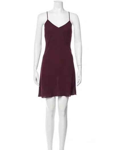 Pre-owned Reiss V-neck Mini Dress In Burgundy