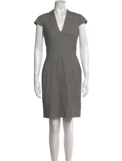 Pre-owned Reiss V-neck Mini Dress In Gray