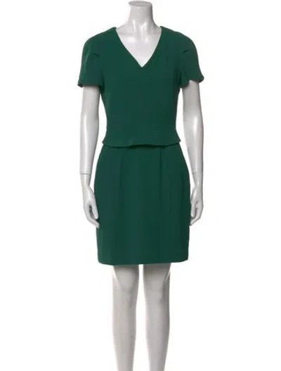 Pre-owned Reiss V-neck Mini Dress In Green