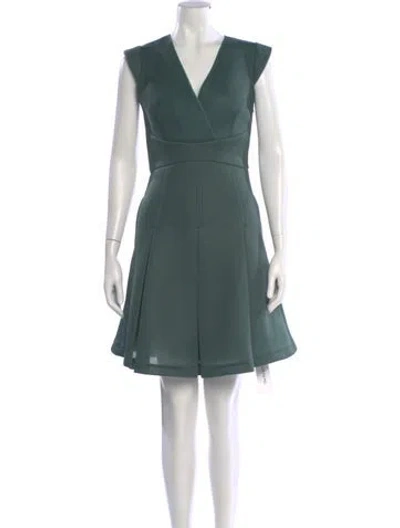 Pre-owned Reiss V-neck Mini Dress In Green