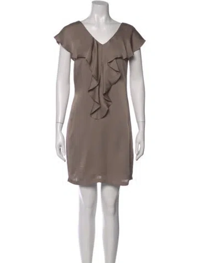Pre-owned Reiss V-neck Mini Dress In Neutral