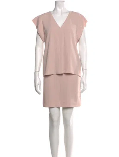 Pre-owned Reiss V-neck Mini Dress In Pink