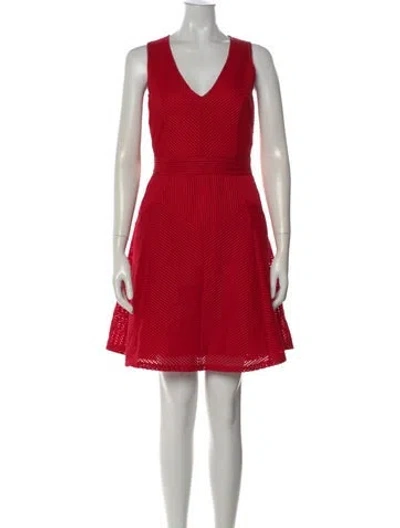 Pre-owned Reiss V-neck Mini Dress In Red