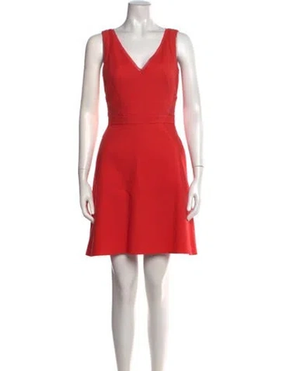 Pre-owned Reiss V-neck Mini Dress In Red