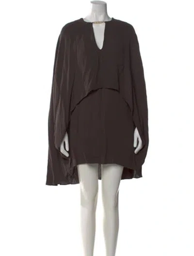 Pre-owned Reiss V-neck Mini Dress W/ Tags In Brown