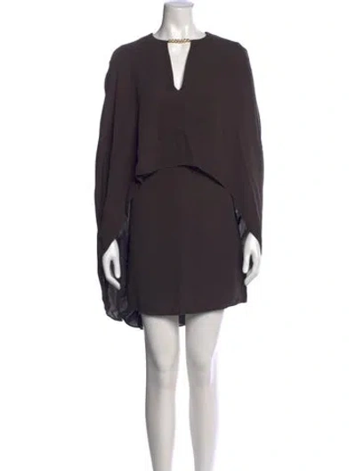Pre-owned Reiss V-neck Mini Dress W/ Tags In Brown