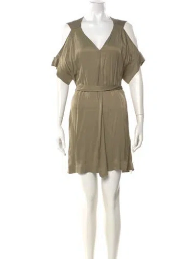 Pre-owned Reiss V-neck Mini Dress W/ Tags In Neutral