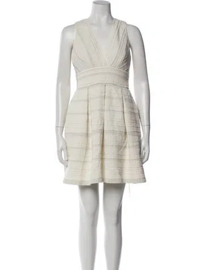 Pre-owned Reiss V-neck Mini Dress In White