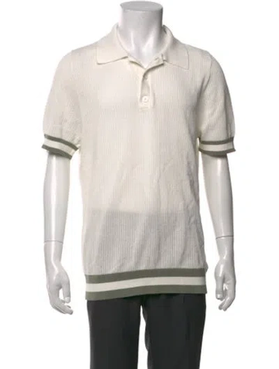 Pre-owned Reiss V-neck Short Sleeve Polo Sweater In White