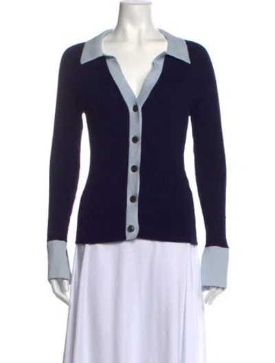 Pre-owned Reiss V-neck Sweater In Blue