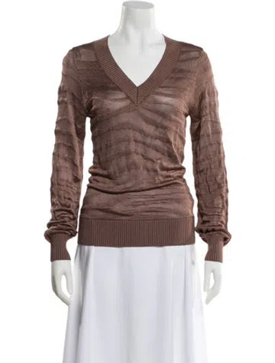 Pre-owned Reiss V-neck Sweater In Brown