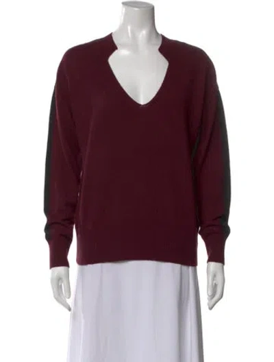 Pre-owned Reiss V-neck Sweater In Burgundy