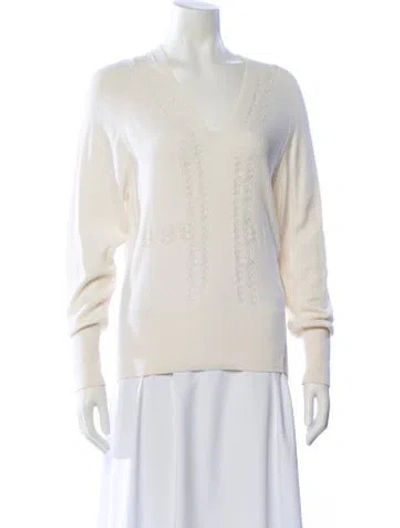 Pre-owned Reiss V-neck Sweater In Neutral