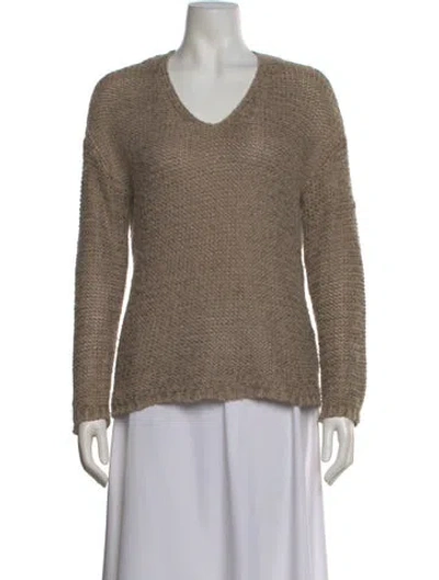 Pre-owned Reiss V-neck Sweater In Neutral