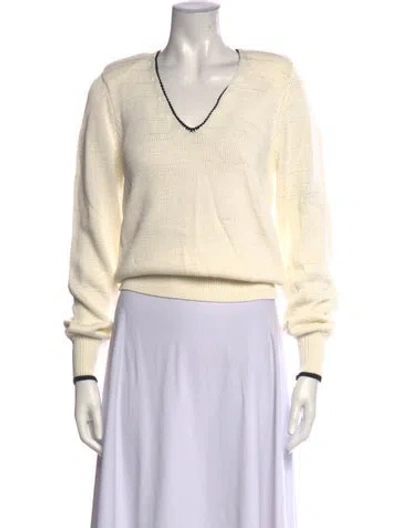 Pre-owned Reiss V-neck Sweater In Neutrals
