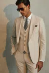 Reiss Stone Belmont W Slim Fit Single Breasted Waistcoat In Stone