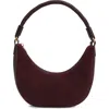 Reiss Womens Oxblood Wallace Suede And Leather Half-moon Shoulder Bag In Burgundy