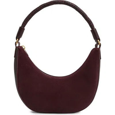 Reiss Wallace Suede & Leather Shoulder Bag In Burgundy