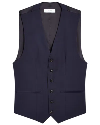 Reiss Navy Wool Single Breasted Slim Fit Waistcoat