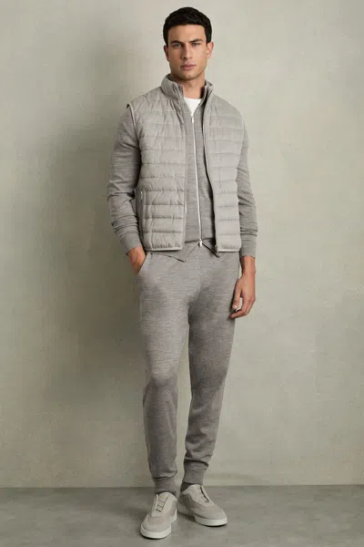 Reiss Warm Grey Melange Merino-blend Stretch Joggers