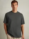 Reiss Washed Black Cotton Oversized Garment-dyed T-shirt