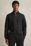 Reiss Washed Black Half-zip Funnel-neck Jumper