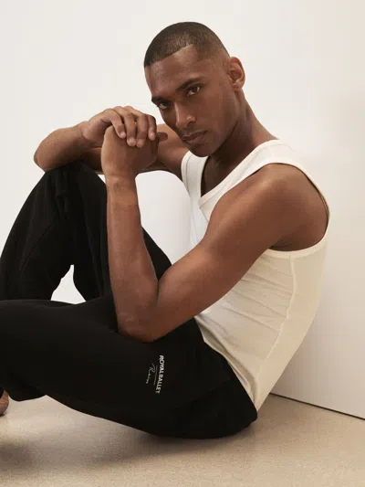 Reiss Washed Black Royal Ballet Cuffed Joggers In White