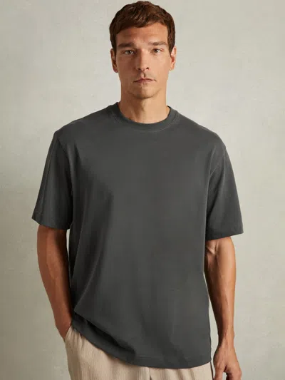 Reiss Washed Black Tate Cotton Pigment-dyed Relaxed-fit T-shirt In Gray