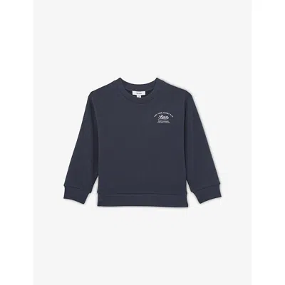 Reiss Kids' Washed Blue Canby Motor Cars Logo-print Cotton Blend Sweatshirt 3-9