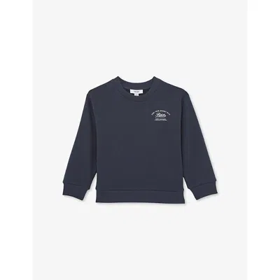 Reiss Kids' Washed Blue Canby Motor Cars Logo-print Cotton Blend Sweatshirt 9-13
