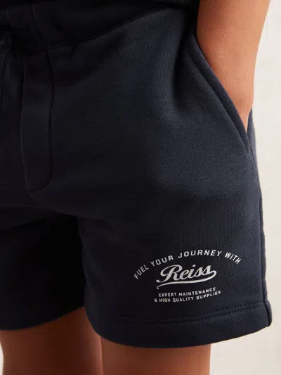 Reiss Washed Blue Cotton-blend Motor Cars Sweat Shorts