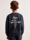 Reiss Washed Blue Cotton-blend Motor Cars Sweatshirt In Blue