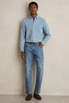 Reiss Minoa Chambray Pique Jersey Button Down Shirt