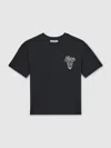 Reiss Washed Blue/white Cotton Motor Cars-print T-shirt In Black