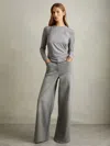 Reiss Washed Grey Crete Wide Leg Flared Jeans
