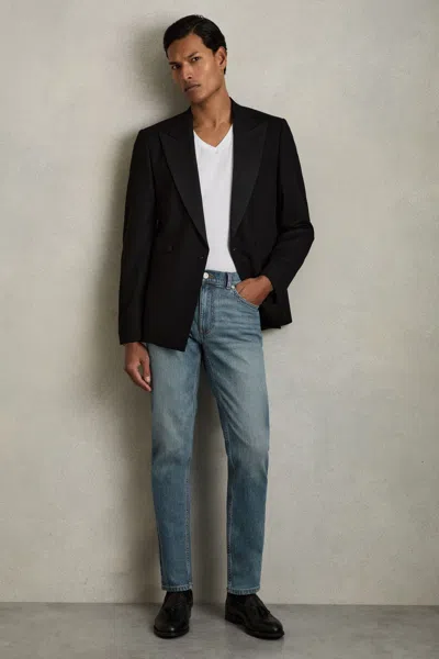 Reiss Washed Indigo Green Cast Cotton-stretch Slim-fit Jeans