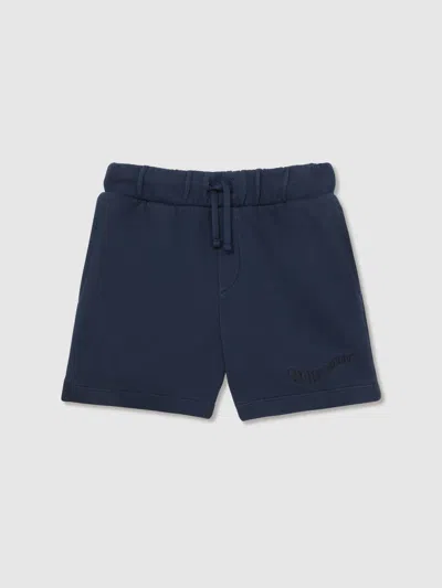 Reiss Washed Navy Cotton Brand-embroidered Shorts