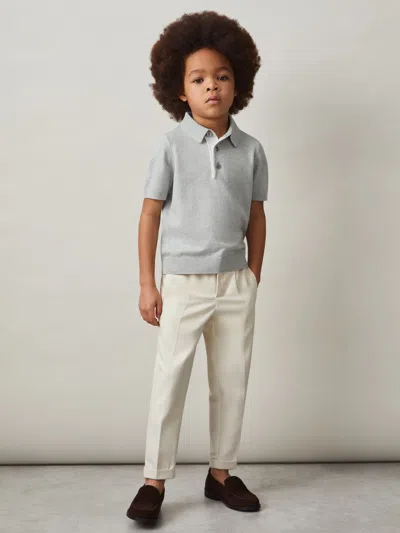 Reiss Washed Sage Contrast Placket Polo Shirt With Cotton