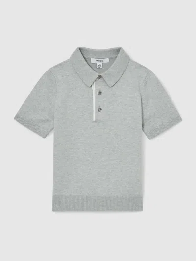 Reiss Washed Sage Contrast Placket Polo Shirt With Cotton
