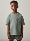 Reiss Washed Sage Cotton Palm-embroidery Oversize T-shirt In Green