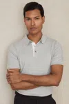 Reiss Washed Sage Green Contrast-placket Polo Shirt With Cotton In Neutral